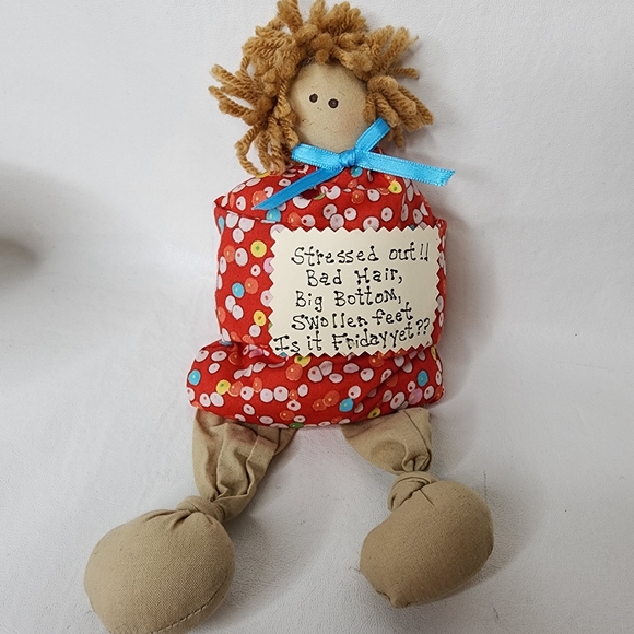 Bean Bag Stress Doll 10" x 4" Office Humor Bad Hair Home Accent or Office Decor - Picture 9 of 9
